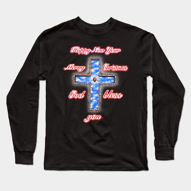 Jesus Christ cross merry Christmas and happy new year Long Sleeve T-Shirt by Artardishop